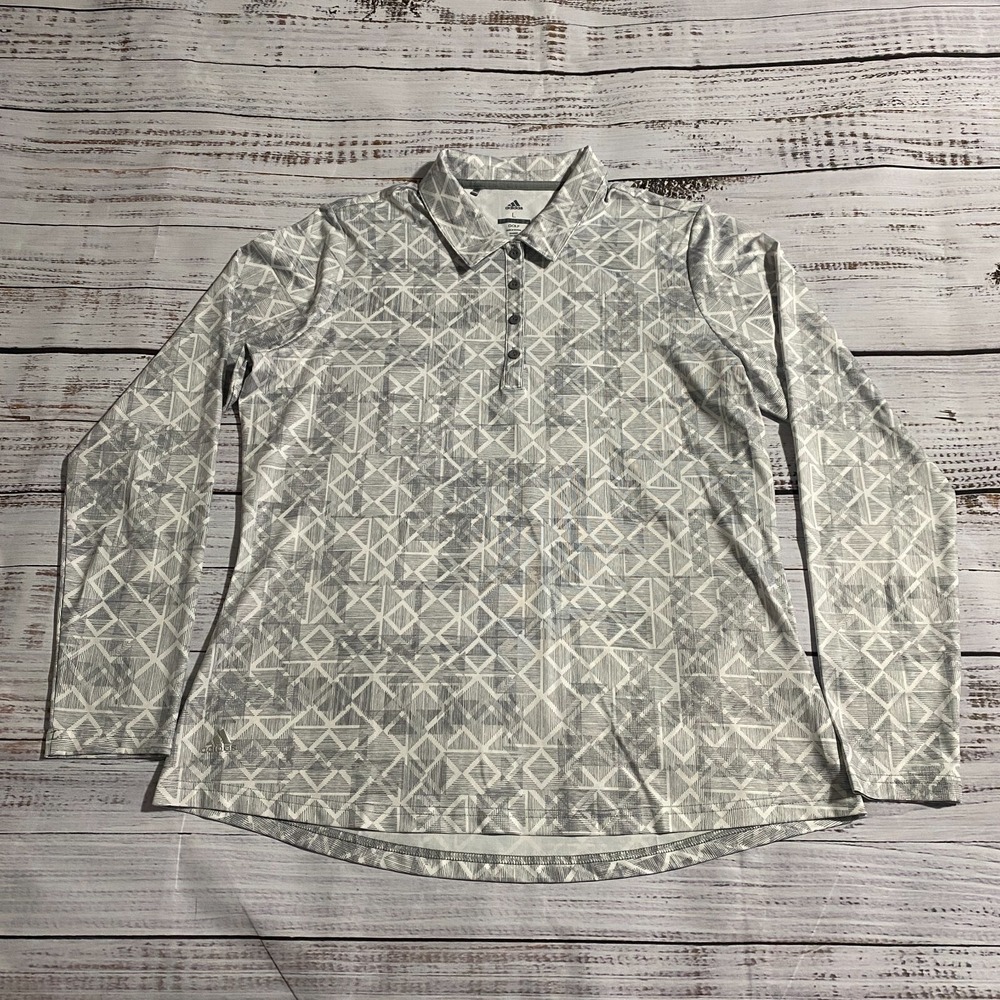 Adidas Golf Polo Shirt White and Gray Women's Size Large